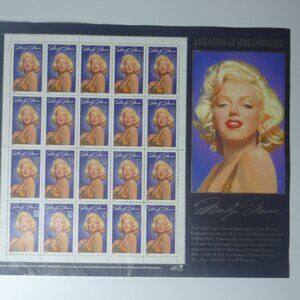 Sheet of 20 U.S. 32-cent Postage Stamps Featuring Marilyn Monroe
